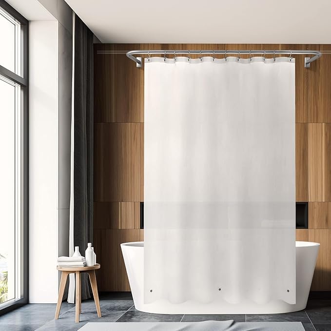 Barossa Design Frosted Shower Curtain Liner 69" x 70" with 3 Magnets - Waterproof PEVA Shower Liner for Bathroom/Stall, PVC Free, Metal Grommets - Frost, 69x70