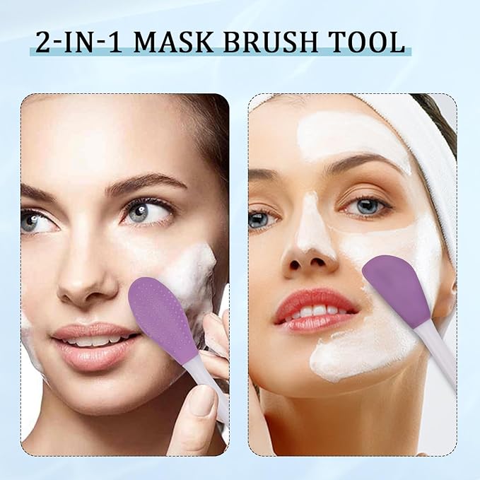 Face Mask Applicator and Pore Polishing Wand,2 Pcs Silicone Face Mask Brush Reusable Facial Brushes Applicator for Applying Skin Care Products Skincare Supplies Tool for Face Mask Eye Mask Body Lotion