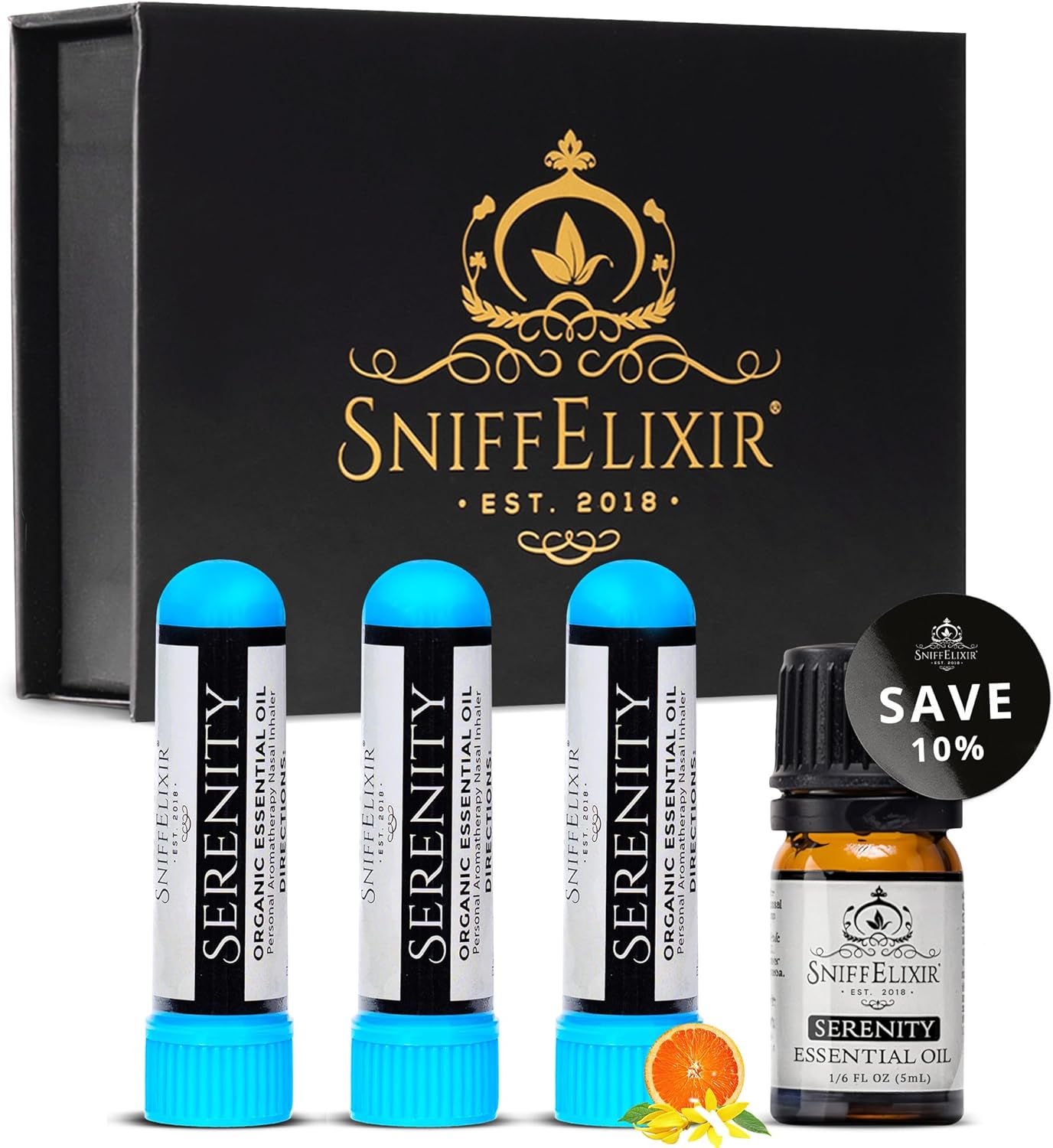 Serenity Aromatherapy Nasal Inhaler Kit – DIY 3-Pack with Essential Oil Blend, Calm Mood & Stress Relief, Premium Gift Set