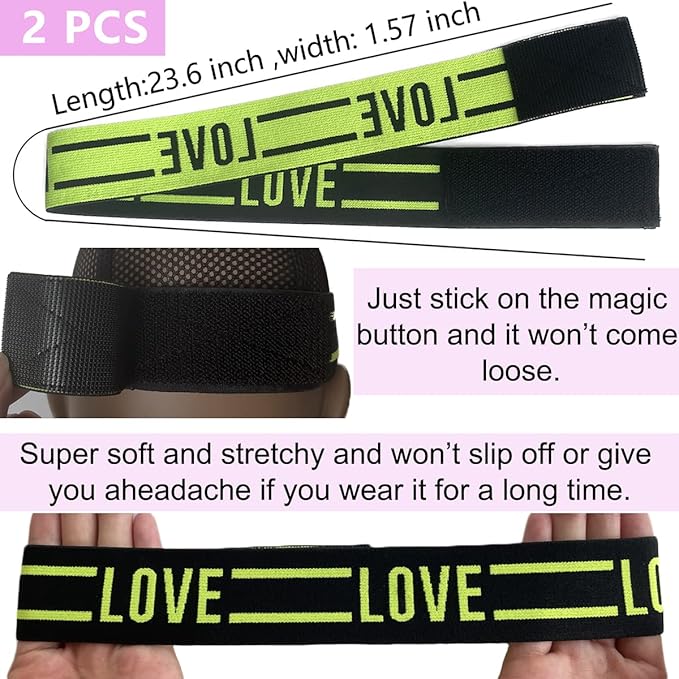 Lace Melting Elastic Bands for Wig Edges and Frontals - Adjustable Wrap Grip to Lay and Keep Wigs in Place (2 PCS, GreenLove)