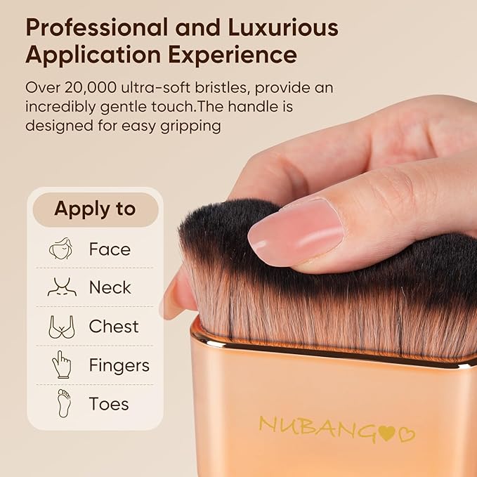 Professional Kabuki Foundation Brush,Makeup Brush, Self Tanner Brush,Self Tanning brush,Foundation Makeup Brush Cream Powder Liquid,Face Neck Body Leg Tanning Makeup (Pink Gold)