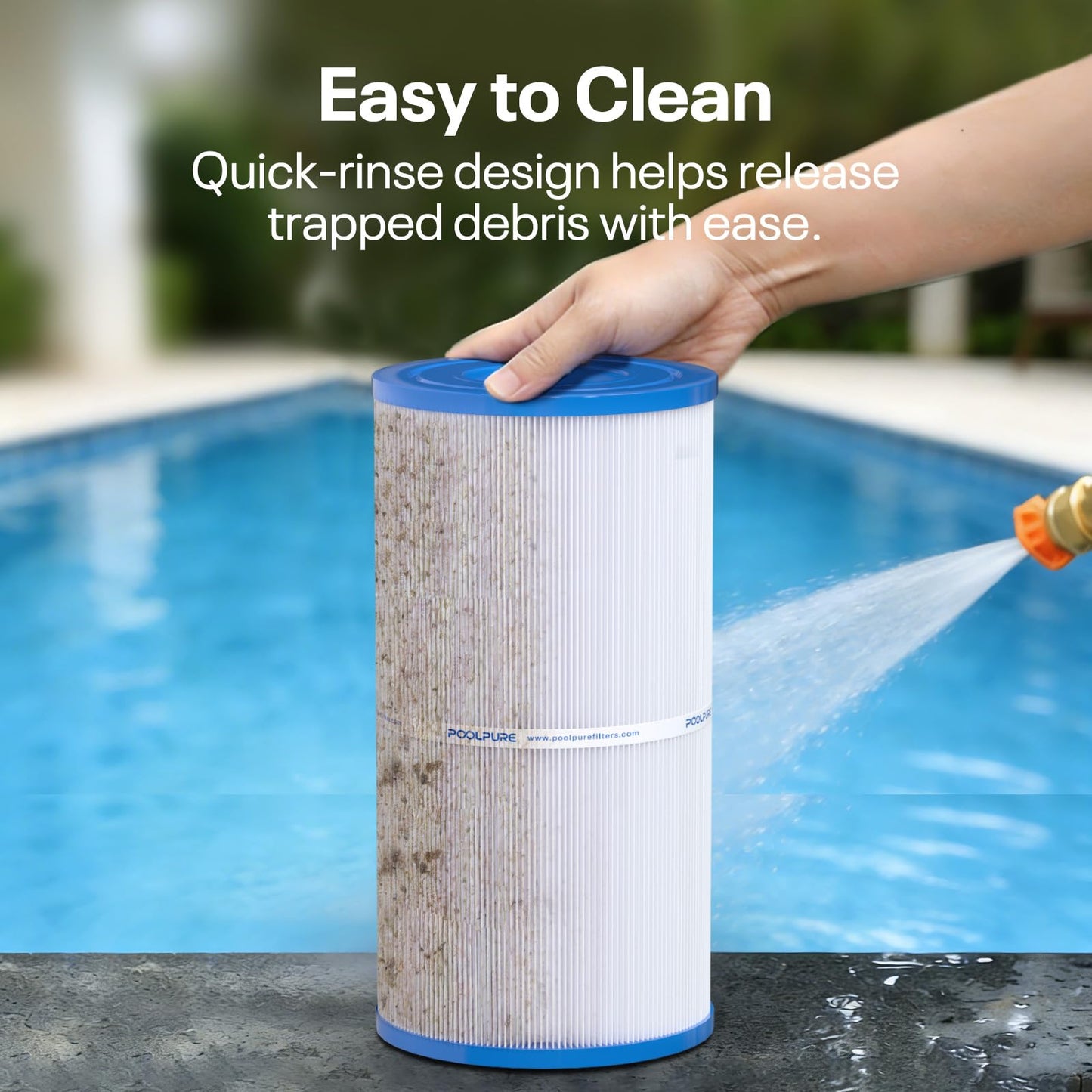 POOLPURE C-5345 Spa Filter Replaces PLBS50, Unicel C-5345, Filbur FC-2970, 817-0014, R173584, 173584, X268519, 10419, 14513, 50451, S2/G2 Spa, 5x10 Drop-in Hot Tub Filter (2pack)