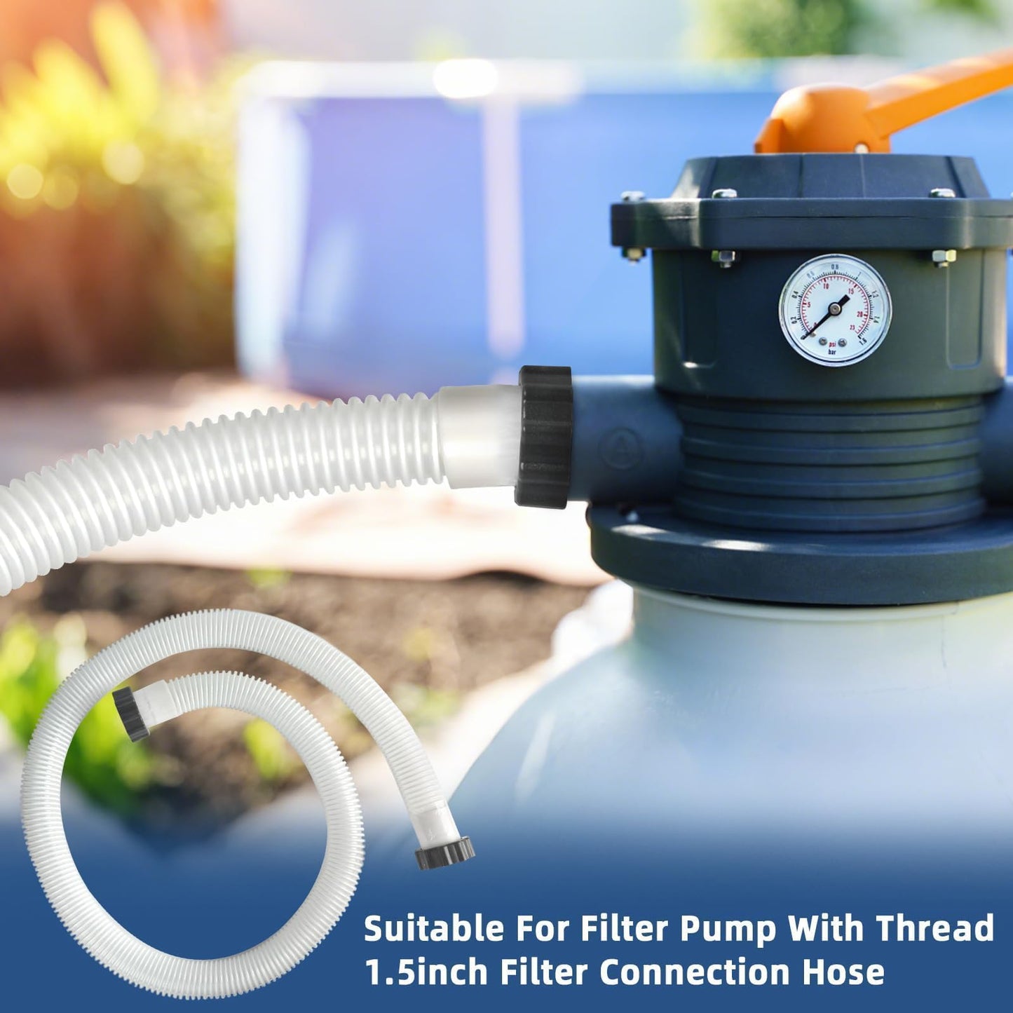 Conderyang 24inch 1 1/2" Pool Sand Filter Pump Hose For Above Ground Pool 2ft 1.6 Inch Eva Pool Sand Pump Replacement Hose For Saltwater Systems And Sand Filters (White)