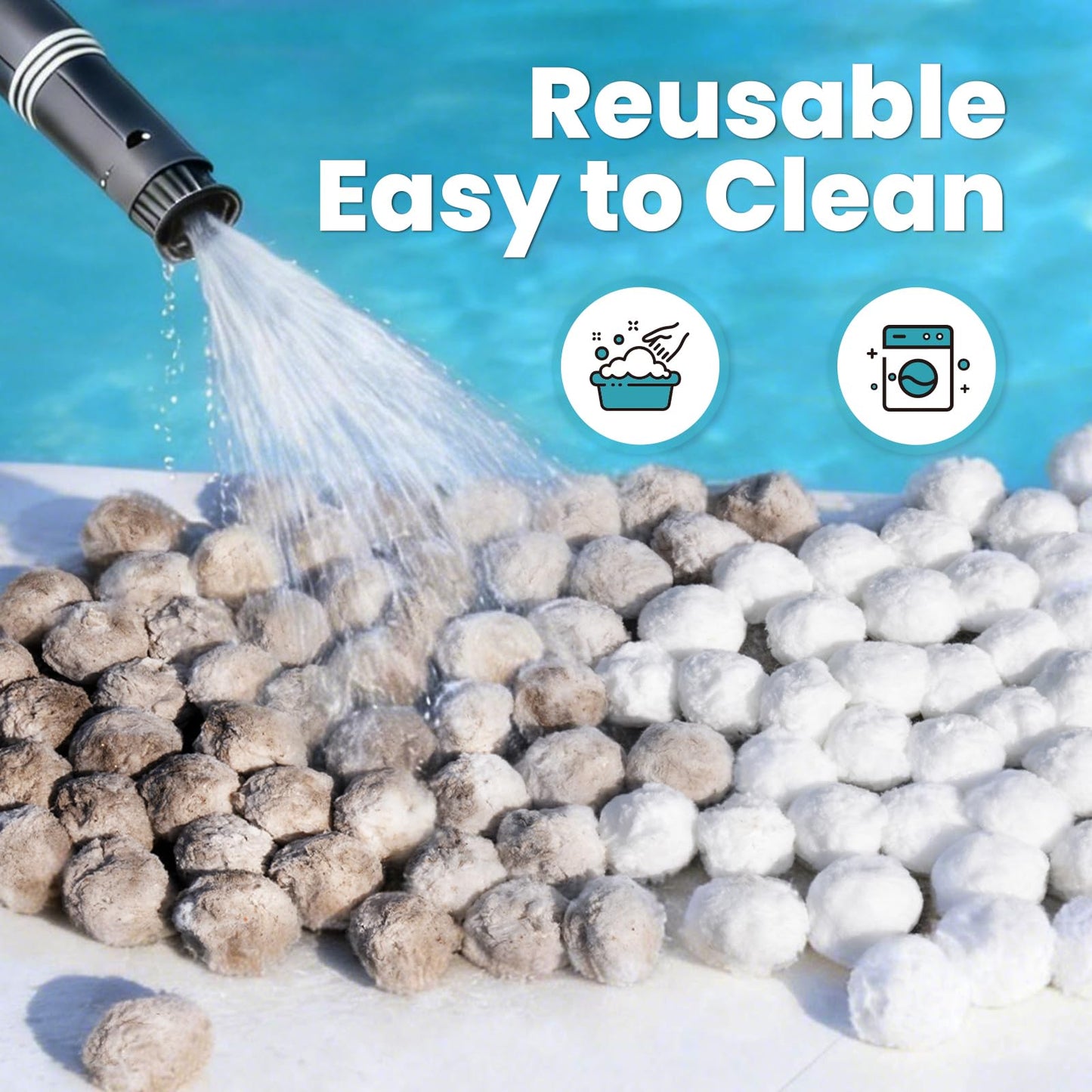 Vidapool 3.1 lbs Pool Filter Balls for Sand Filter Pumps, Reusable White Filter Balls for Swimming Pools, Efficient & Lightweight Sand Filter Balls, Replaces 100 lbs Pool Filter Sand