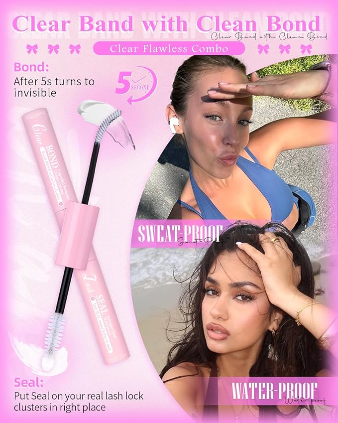 Wispy Lash Clusters Kit Venus Invisible Band Eyelash Clusters 8-16mm Lash Extension Kit Natural Lashes Clusters Eyelash Extension Kit with Thin Band Lash Cluster Clear Lash Glue and Tweezers by Wtvane