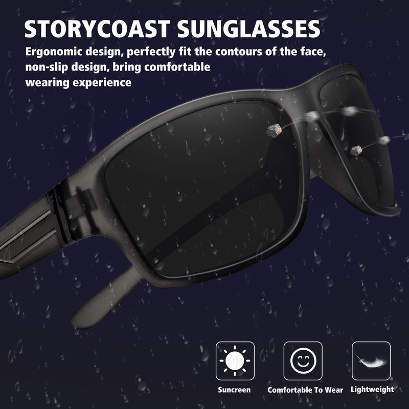 STORYCOAST Polarized Sports Sunglasses for Men Women Unbreakable Frame Cycling Fishing Driving 3Pack Black+Clear Gray Frame/Gray+Clear Gray Frame/Blue