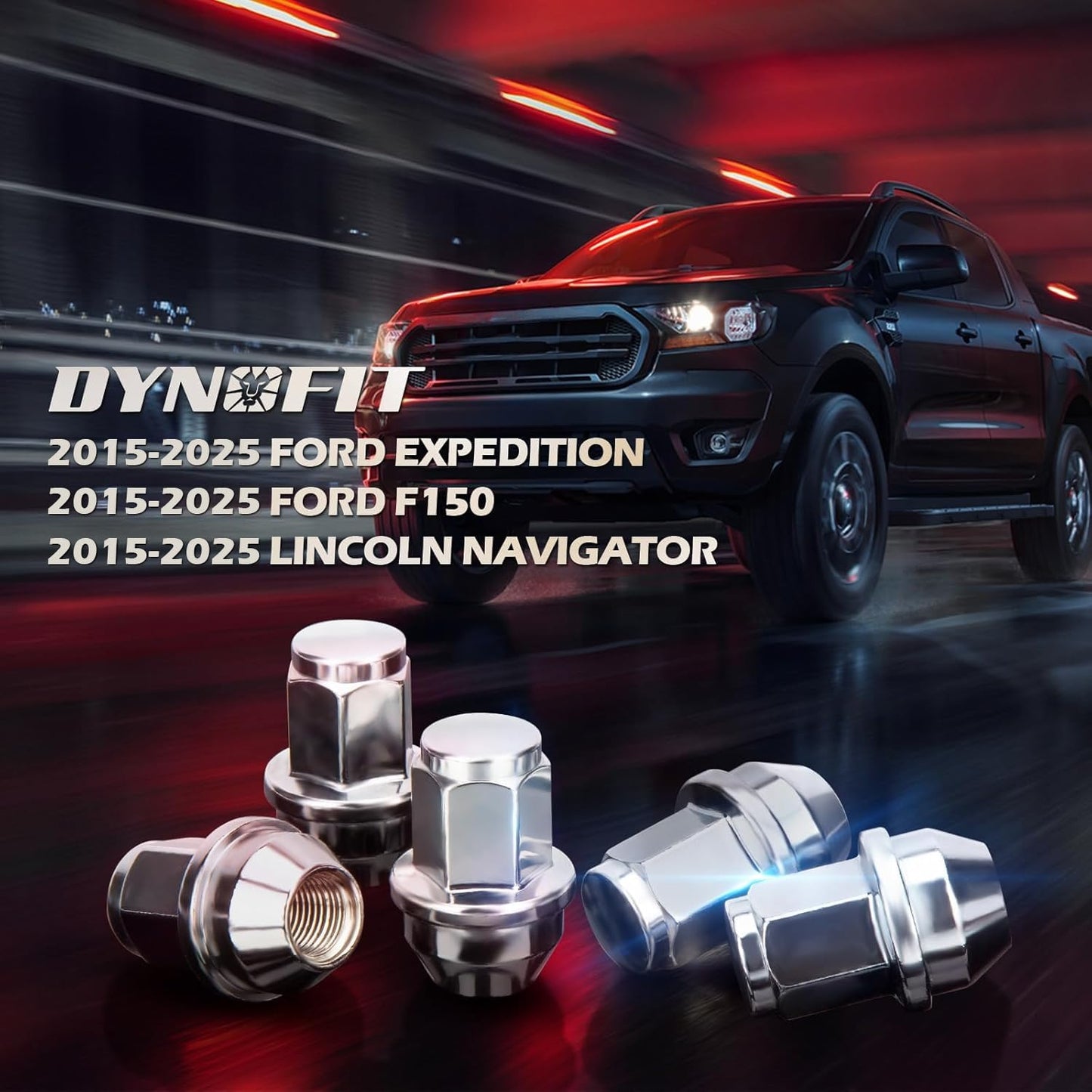 dynofit 24pcs 14x1.5 OEM/Stock Lug Nuts for 2015-2019 Expedition/F-150, M14-1.5 One-Piece Design Factory Chrome Wheel Lugnuts for Lincoln 2015-2023 Navigator, 21mm Hex Anti-Rusting Updated