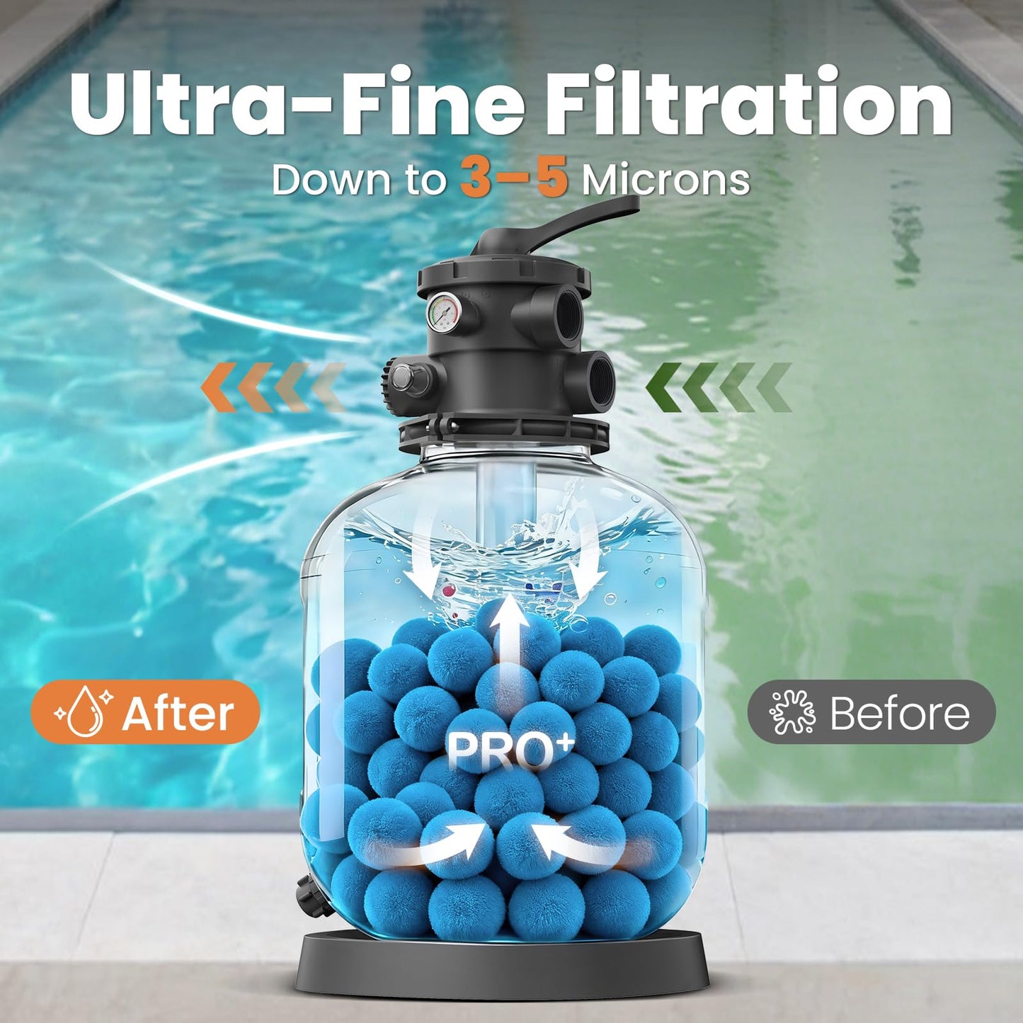 Vidapool 3.1 lbs Pool Filter Balls for Sand Filters, Reusable Blue Filter Media Balls for All Sand Filter Systems, Efficient & Lightweight Pool Sand Filter Balls, Replaces 100 lbs Pool Filter Sand