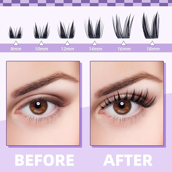 B&Qaugen Bunny Lash Clusters Manga Lashes CC Curl Wispy Natural Invisible Band Eyelash Clusters, Waterproof DIY Lash Extensions at Home, Wet Look for Cosplay & Daily Wear (Lash-Anime 05)