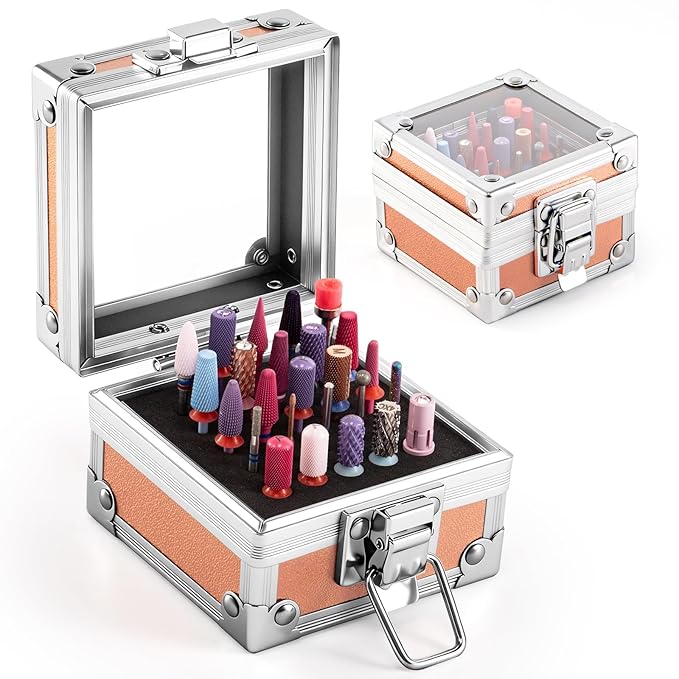 MelodySusie Nail Drill Bits Holder, 25 Holes Case, Portable Dustproof Displayer Organizer Container, Nail Tech Professional Nail Art Tool, Travel Salon Home, Aurora (Drill Bits Not Included)