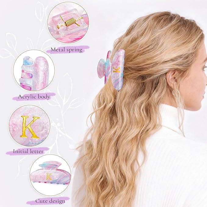 Christmas Gifts for Teenage Girls Birthday Gift for Girls Cute Hair Clips Initial Claw Teacher Gifts for 3 4 5 6 7 8 9 10 11 12 13 Year Old Girl Christmas Gift for Women - Lavender,S
