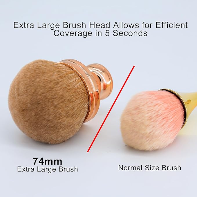 Extra Large Body Makeup Brush For Self Tanner, Self Tan Back Applicator, 74mm Wide-headed Kabuki Brush For Bronzers Blend Self Tanning Applicator, Oval Face Leg Makeup Brush With Drawstring Bag