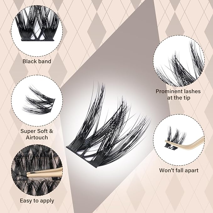JMS&JMS Flaunt Lash Clusters Kit Flora Lash Extension Kit CC Curl Individual Lashes Eyelash Extension Kit with Lash Bond and Seal, Lash Remover, Lash Tweezers at Home (Flora-8-18mix)