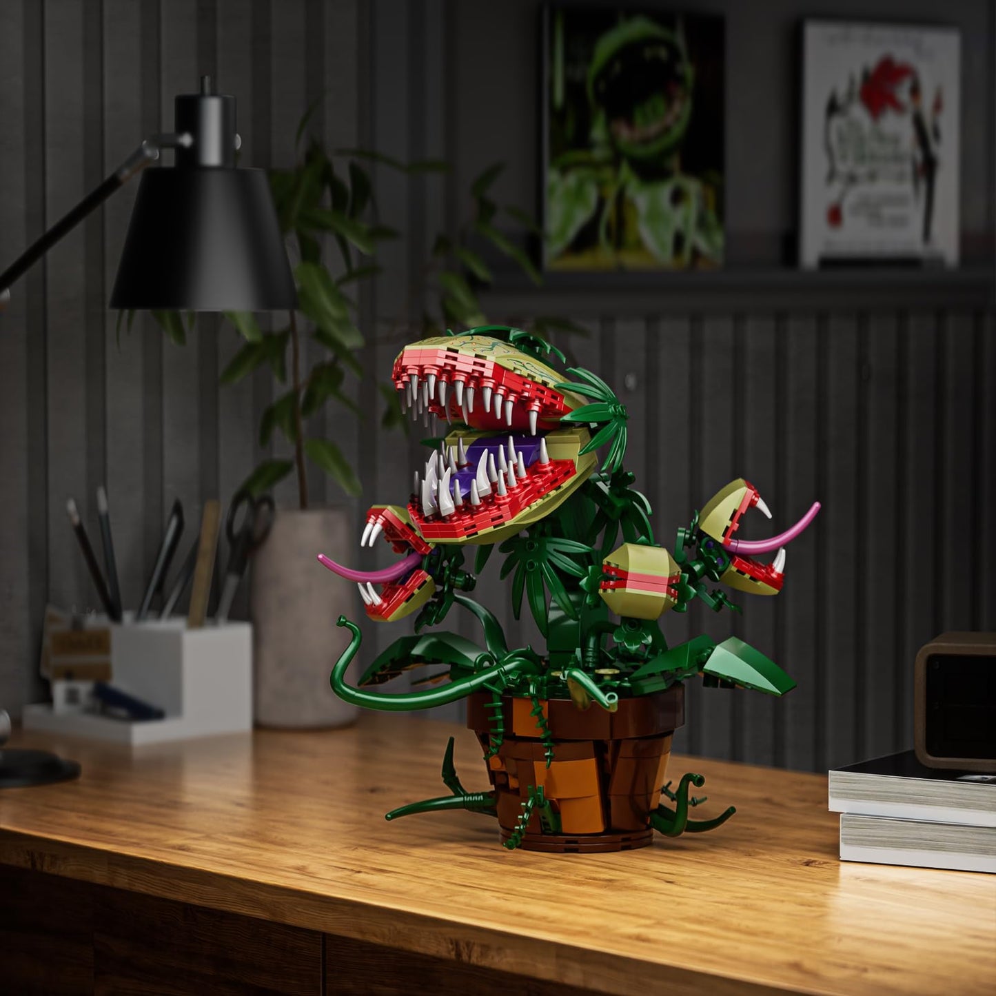 Piranha Plant Audrey II 2 Building Blocks Set, Toys Kit Horrors Flower Shop Decoration Gift for Tv Film Fans Families Friends 12+ On Halloween Birthday Christmas