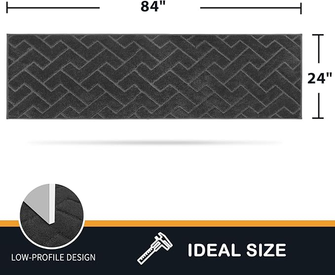 PURRUGS Dirt Trapping Door Mat 24" x 84", Non-Slip Machine Washable Entry Rug, Dog Doormat, Indoor Front Door Mat, Super Absorbent Entryway Rug for Muddy Shoes & Paws, Charcoal