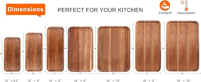 Small Wooden Platters Rectangle Mini Charcuterie Boards Acacia Wood Serving Trays Home Decor Cheese Board Cake Appetizer Plates Kitchen Charcuterie Platter for Food Dish Dessert Snack Tray