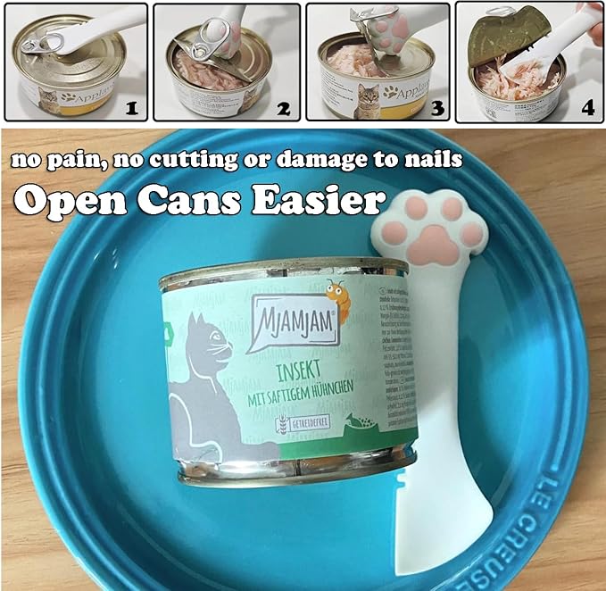 2 Pack Dog Cat Food Spoon Spatula, Cute Paw Pet Can Opener Mixing Spoons for Dog Cat Wet Food, Small Silicone Spatula Cat Treat Spoon Pet Cannd Food Scoop for Dog Cat, White
