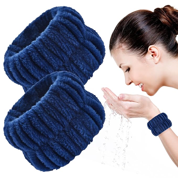 2pcs Wrist Bands for Washing Face Wash Wristbands Wrist Towels Arm Bands for Skincare Makeup Wrist Cuffs Spa Wrist Scrunchies