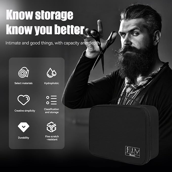 Barber Tools Bag Barber Case Hair Tools Travel Bag Clipper Guard Holder for Clippers and Supplies Hair Cutting Scissors Storage Bag Portable Clipper Storage Holder Organizer for Hair Cutting (Black)