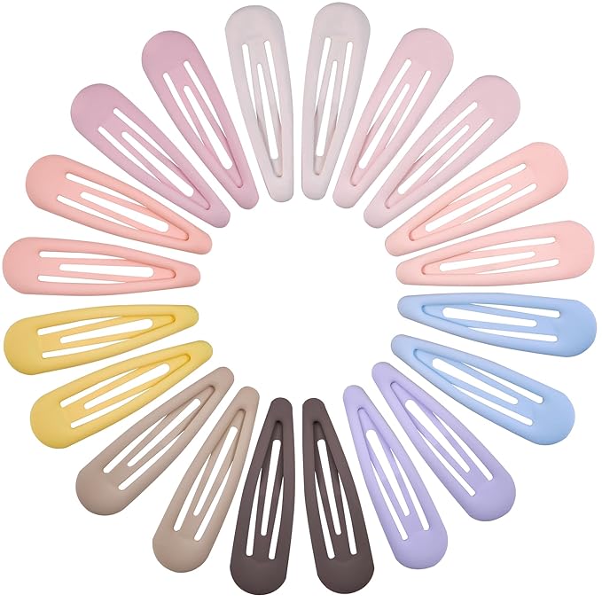 Small Hair Barrettes For Women No Slip Metal Snap Clips For Thin And Fine Hair,Matte Multi-colored,20 PCS,1.97 x 0.5 Inch.