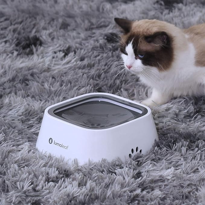 LumoLeaf No Spill Water Bowl for Dogs, Slow Feeder for Messy Drinkers, Drip-Free, Splash-Proof Design (Grey, 35oz)