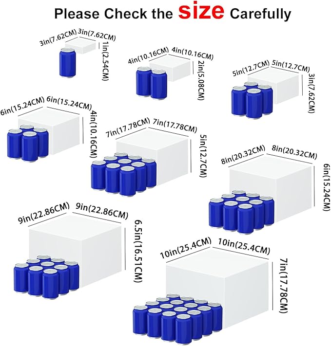 8 Pcs White Acrylic Boxes for Display as Buffet Risers and Stands, Food Risers for Party, Table, Stands, including 10", 9", 8", 7", 6", 5", 4", 3" (Large, 8Pcs, White)