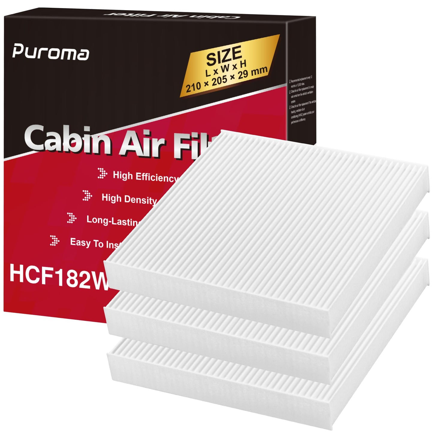 Puroma Cabin Air Filter Replacement for CP182, CF11182, Honda Civic, Clarity, CR-V, CR-Z, HR-V, Fit, Insight, Odyssey, Acura MDX, RDX, TLX, INTEGRA