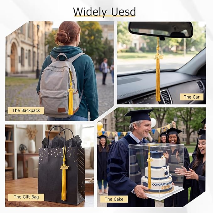 GraduationMall Single&Multiple Color Graduation Tassel with 2026 Year Charm 9"