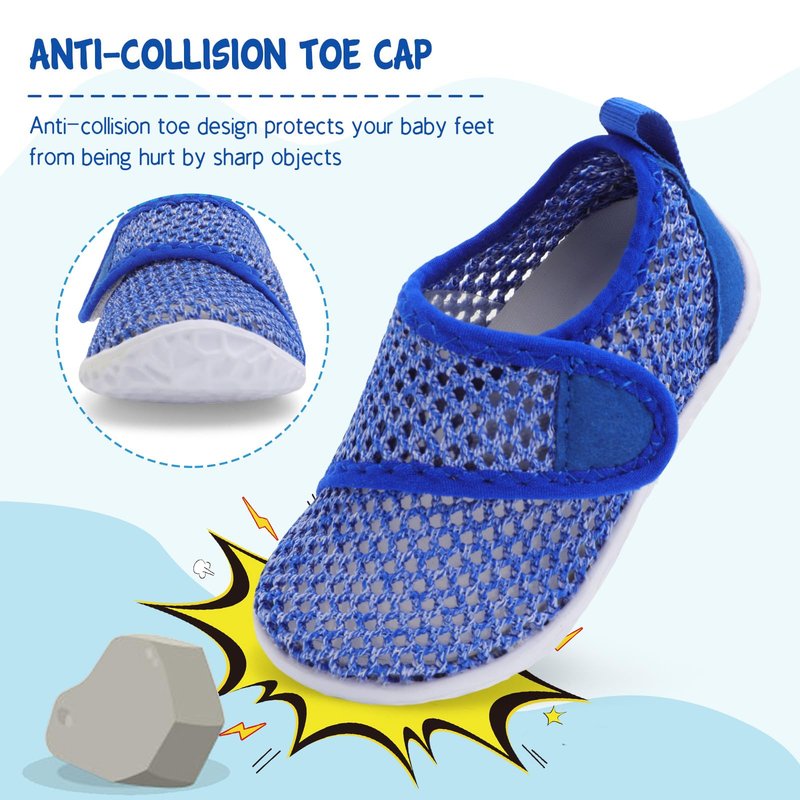 LeIsfIt Toddler Water Shoes Girls Boys Swim Shoes Kids Quick-Dry Breathable Aqua Socks Lightweight Non-Slip Barefoot Beach Shoe, Dark Blue, 13 Little Kid
