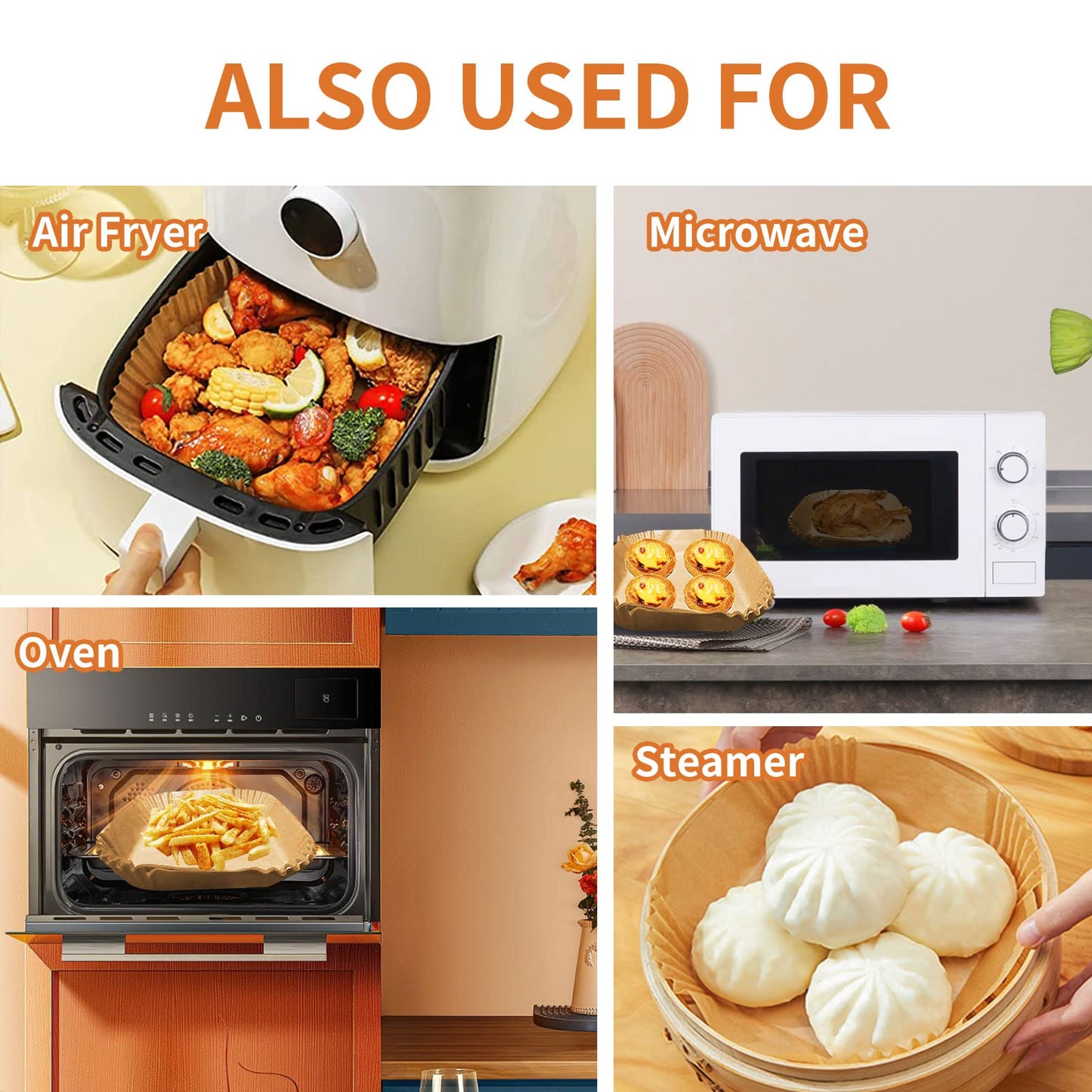 Air Fryer Disposable Paper Liner Square 9 Inch, 100PCS Large Paper Liners for 6-10QT Air fryer, Non-stick Parchment Paper for Frying, Steamer, Baking, Microwave Etc