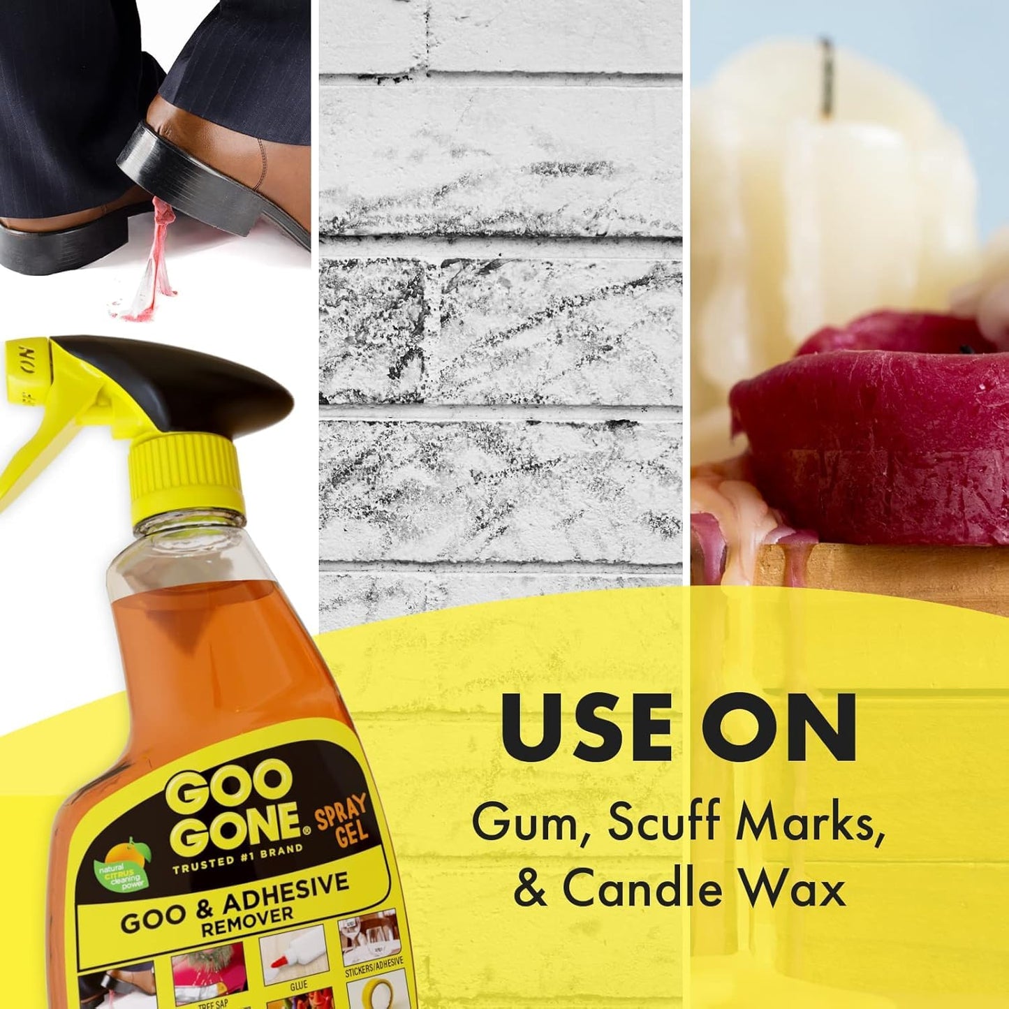 Goo Gone Spray Adhesive Remover Gel, 12 oz, Removes Glue, Stickers, Tape Residue, Grease, Gum & Wax, Adhesive Spray with Citrus Cleaning Power for Hard Surfaces, Carpets & Fabrics