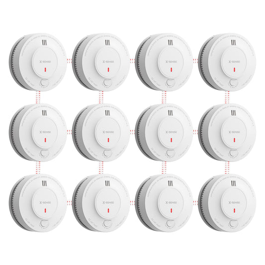X-Sense Wireless Interconnected Smoke Detector Fire Alarm with Over 820 ft Transmission Range, SD19-W, Pack of 12