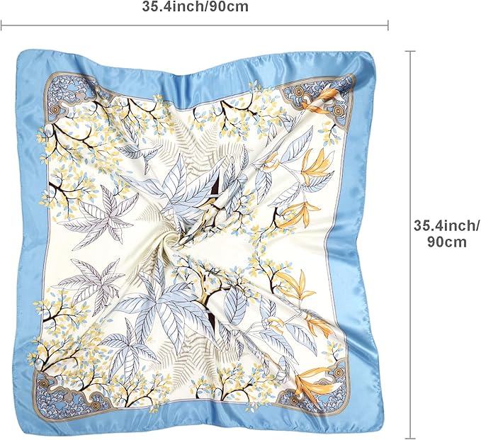 vimate 35" Square Silk Like Head Scarf - Women's Fashion Satin Scarf Bandana for Hair Wrapping at Night.