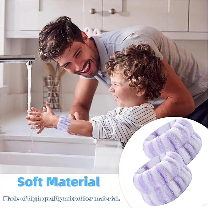 2 Pairs Wrist Washband for Women Washing Face, Wrist Spa Washband Absorbent Wristbands, Prevent Liquids from Spilling Down Your Arms