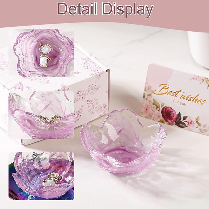 Flower Jewelry Dish Ring Holder Jewelry Tray Cute Vanity Organizer Room Decor Aesthetic Nightstand Bathroom Bedroom Decor Trinket Dish Small Valentine's Friendship Christmas Birthday Gifts for Women