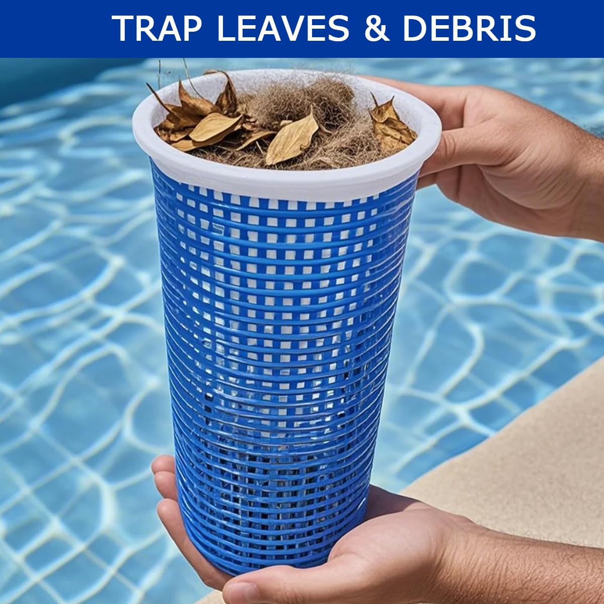 Wuples Pool Leaf Catcher,Large Inline Pool Leaf Canister for Pool Vacuum with 6 Skimmer Socks & Basket,Compatible with Hayward Pentair Pool Cleaners,Inground Pool Leaf Trap Debris Catcher Replacement
