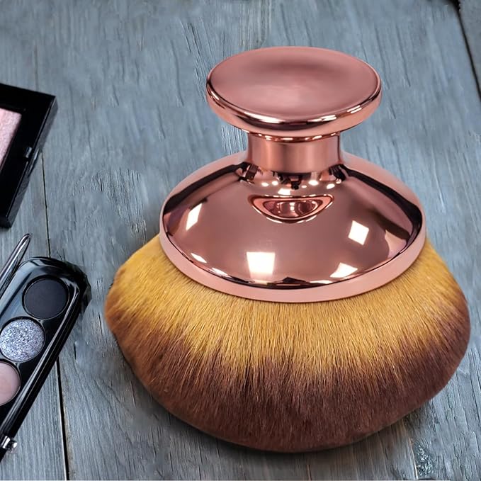 Extra Large Body Makeup Brush For Self Tanner, Leg Makeup &Bronzer Blend,3.6inch Wide-headed Kabuki Brush Provides More Even&Pretty Application, Oval Face&Back Makeup Brush, Wet&Dry Use-Pink Rose Gold