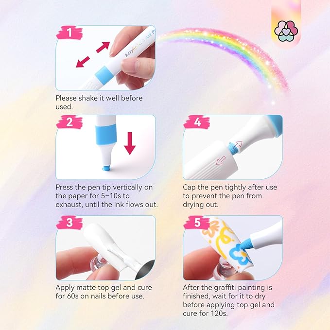 SAVILAND Nail Art Pens Set: 24 Summer Colors Nail Polish Pens for Nail Art, 10s Quick-Dry Waterproof Nail Art Pens with Fine Tips for Painting Nails, DIY Home Salon Manicure Beginners