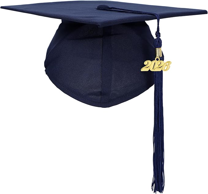 Unisex Adult Matte Graduation Cap with Tassel Year Charm