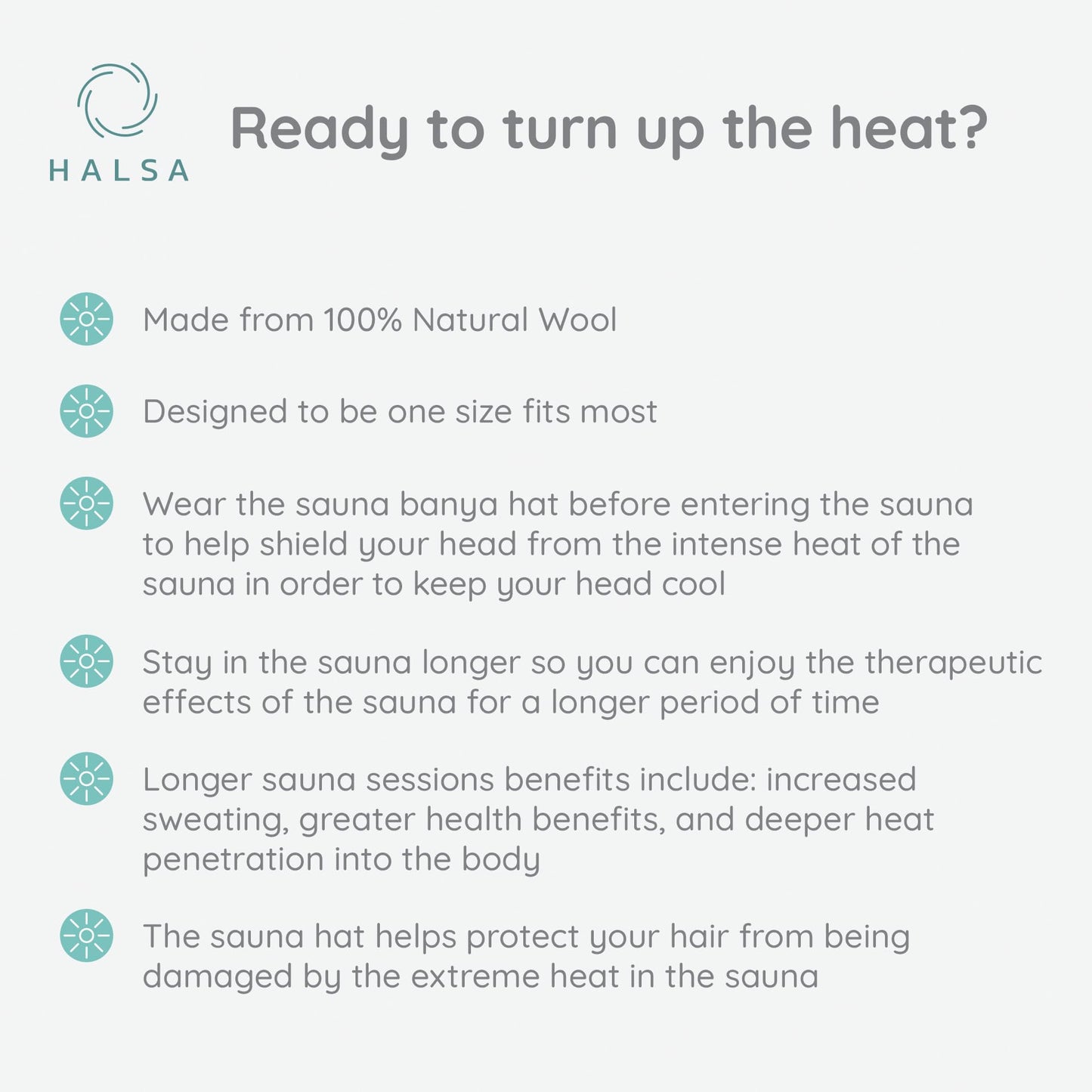 Halsa Sauna Hat, Natural Wool Sauna Cap for Men and Women | Flowers | Eco-Friendly Insulating Headgear for Spa, Steam Room, Banya, Bathhouse | Comfortable, Breathable, Handmade | One Size Fits All