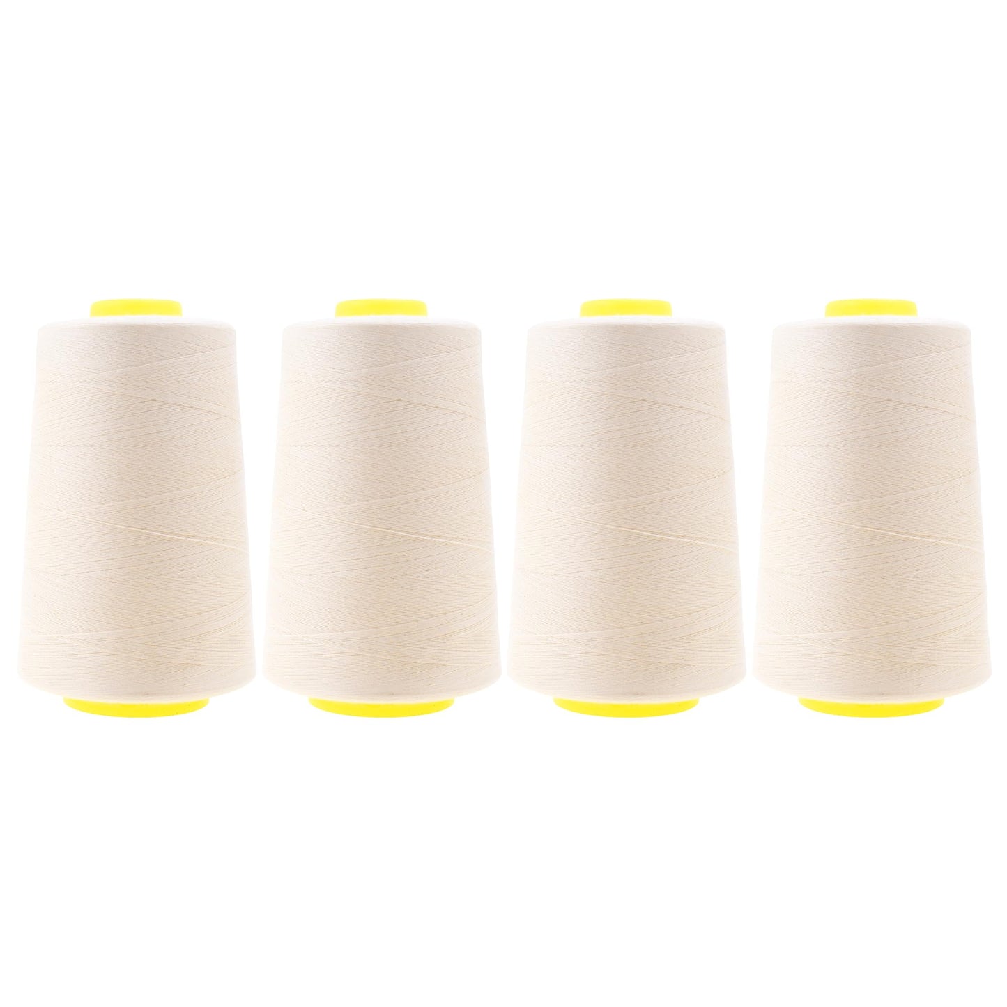 Mandala Crafts 4 Pack of Serger Threads Cones Spools - 40S/2 24000 Yards Polyester Ivory Threads for Sergers Machine and Overlock Quilting Sewing Machine