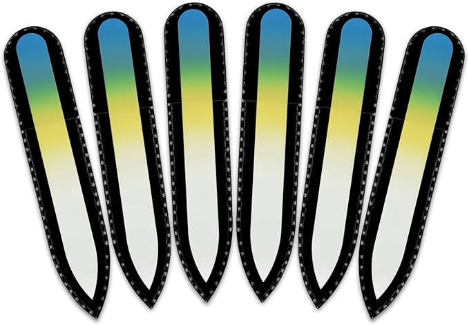 Mont Bleu Rainbow Crystal Nail File in Black Pouch - Small/Purse Size - Czech Tempered Glass - Handmade in Bohemia (Czech Republic)