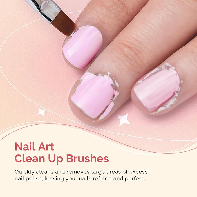 MelodySusie 3Pcs Nail Art Clean Up Brushes,Flat/Oval/Angled Gel Nail Brushes,For Nail Art Design Painting DIY and Cleaning Polish Mistake on the Cuticles Or Gel Application