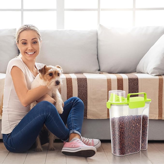 5Lbs Airtight Cat Dog Food Storage Container with Upgraded Large Nozzle BPA-Free, Pet Food Storage Containers for Rice, Grain, Pet Food, Flour, Dog Treat Storage (Bright Green, 5L-1pack)