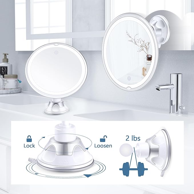 Magnifying Mirror with Light 30X, Lighted Makeup Mirror 30X for Precision Makeup, 3 Color Modes and Adjustable Brightness, 360° Swivel Magnifying Mirrors Suction Cup for Bathroom 8 Inches