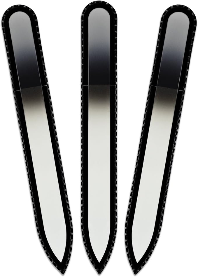 Mont Bleu Rainbow Glass Nail File in Black Pouch - Czech Tempered Glass - Handmade in Bohemia-Czech Republic - Beauty Nail File