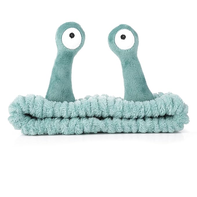 Face Wash Headband, Palm and Snail Spa Hair Bands Makeup Headbands Women Cartoon Cute Coral Fleece Elastic Headband Creative Hair Accessories for Washing Face Shower Sports (Green)