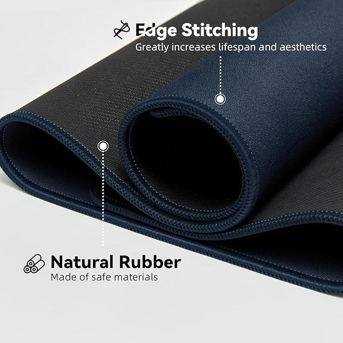 Waterproof Large Gaming Mouse Pad with Durable Stitched Edges, Non-Slip Rubber Base, Grainy Jacquard Mouse Mat Desk Pad for Home Office Gaming, 35.4''x15.7''x0.12'', Matte Navy Blue