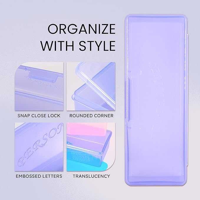 Beauticom Personal Box Storage Case for Professional Manicurist Nails Pedicure (Large Size) (40 Pieces, PURPLE)
