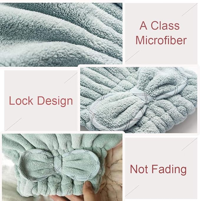 Jseng [New Upgrade] Microfiber Hair Drying Towel Cap, Extrame Soft & Ultra Absorbent, Fast Drying Hair Shower Cap for Girls and Women